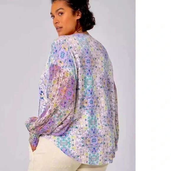 Anthropologie Colorful Floral Embroidered Tunic Boho Top - Picture 9 of 9